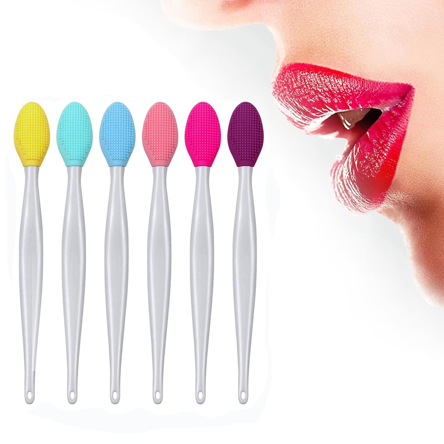6Pcs Lip Scrub Brush & 2Pcs Silicone Face Mask Applicator Brush,Gentle Exfoliator Scrubber Tool V1259-DP01-A-1508