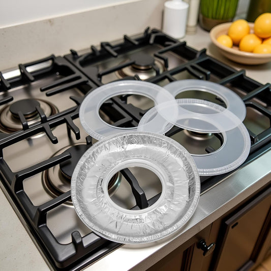 10 Pcs Round Aluminum Foil Stove Burner Covers Disposable Heavy Thick Quality Bib Liners Drip Pans Gas Range V1259-DP01-A-1515
