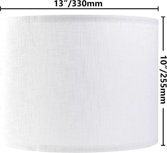 Set of 2 Pure White Linen Drum Lamp Shade 13" Top x Bottom 10" High (Spider) Contemporary Shades for Table V1259-DP01-A-1516