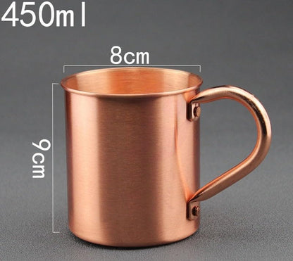 Moscow Mule Mug Pure Copper Without Inside Liner, Sports Straight Cup Handle for Cocktail Coffee Beer Milk V1259-DP01-A-1517