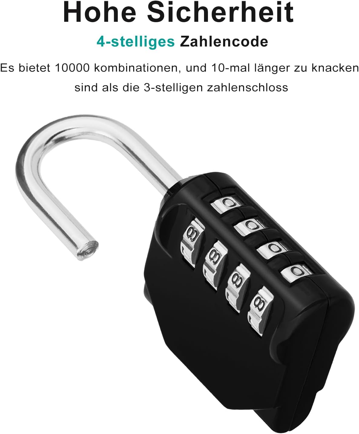 Petluno Padlock Numbers, 4-Digit Combination Lock, Weatherproof Lock for Outdoor Use (Black and Red) 2 V1259-DP01-A-1521