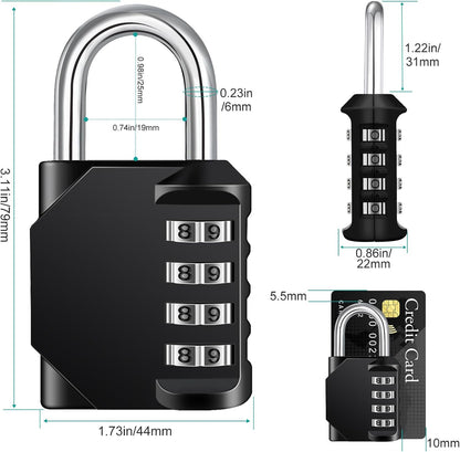 Petluno Padlock Numbers, 4-Digit Combination Lock, Weatherproof Lock for Outdoor Use (Black and Red) 2 V1259-DP01-A-1521