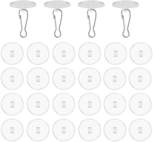30 Pieces Clear Self-Adhesive Ceiling Hooks, No-Drill Ceiling Hooks, Sticky Hooks with Flagpole Clips for V1259-DP01-A-1523