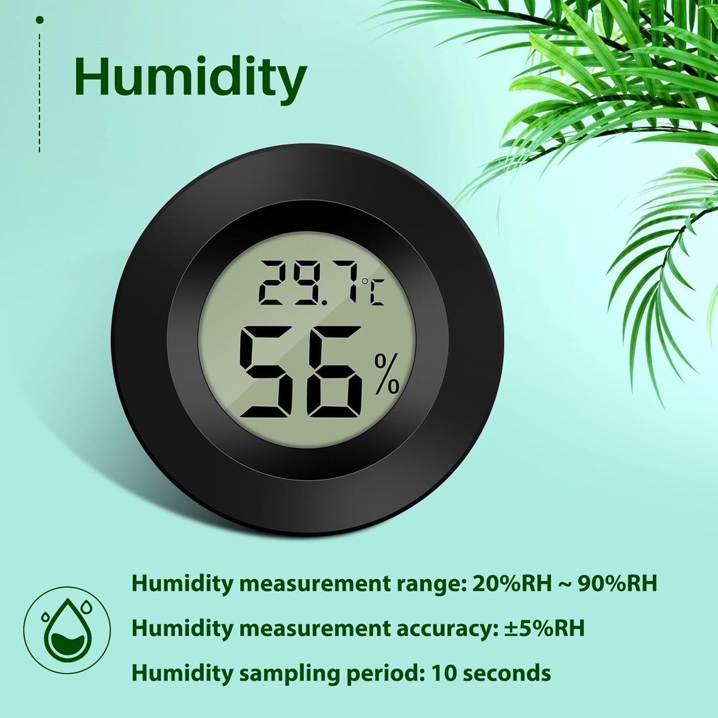 Mini Digital Hygrometer Thermometer Temperature Humidity Meter for Indoor Greenhouse Living Room 6 Pieces V1259-DP01-A-1529