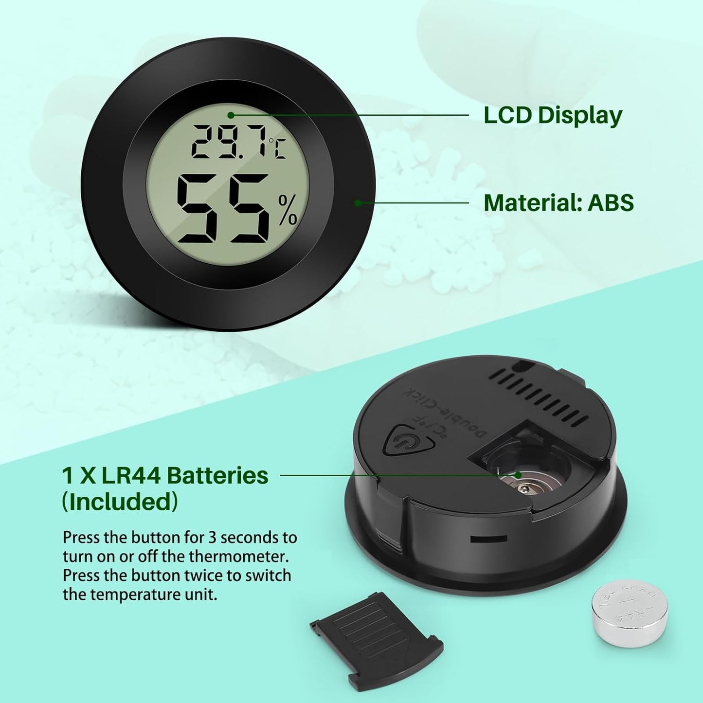 Mini Digital Hygrometer Thermometer Temperature Humidity Meter for Indoor Greenhouse Living Room 6 Pieces V1259-DP01-A-1529