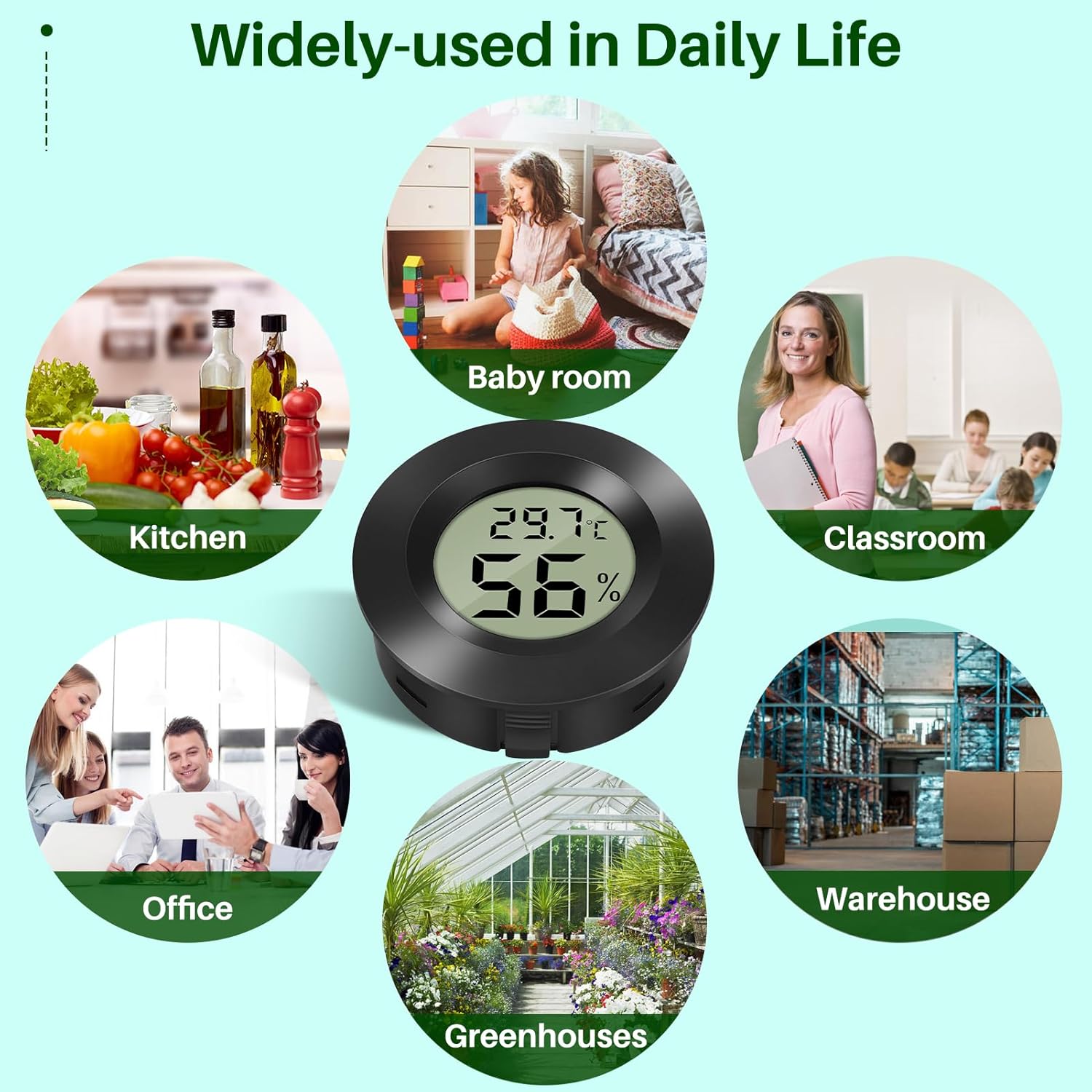 Mini Digital Hygrometer Thermometer Temperature Humidity Meter for Indoor Greenhouse Living Room 6 Pieces V1259-DP01-A-1529
