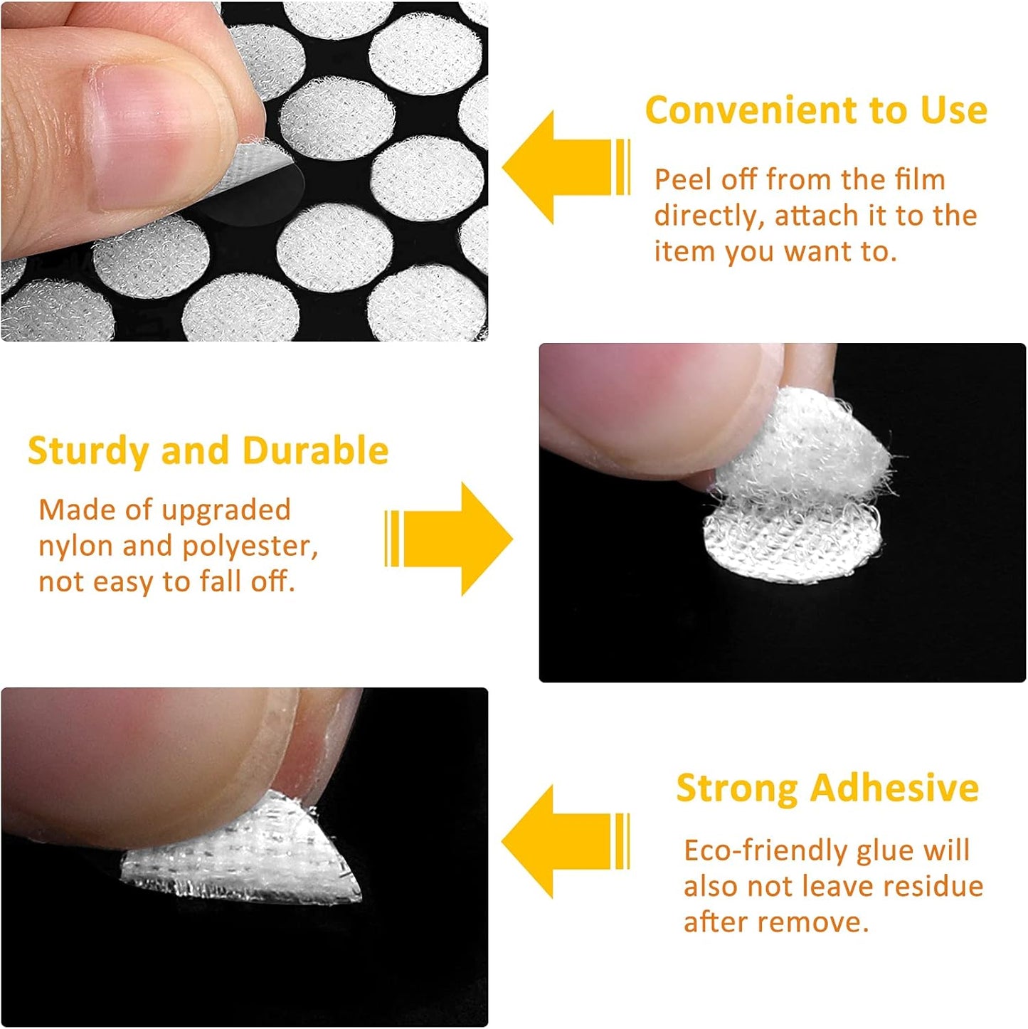 1008 Self-Adhesive Hook and Loop Dots - Petluno 10mm White Hook and Loop Stick on Dots, Round Hook and Loop V1259-DP01-A-1530