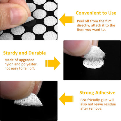 1008 Self-Adhesive Hook and Loop Dots - Petluno 10mm White Hook and Loop Stick on Dots, Round Hook and Loop V1259-DP01-A-1530