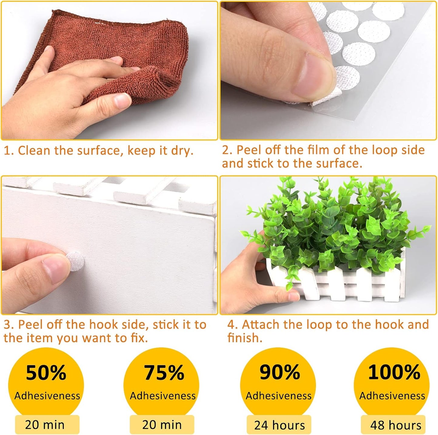 1008 Self-Adhesive Hook and Loop Dots - Petluno 10mm White Hook and Loop Stick on Dots, Round Hook and Loop V1259-DP01-A-1530