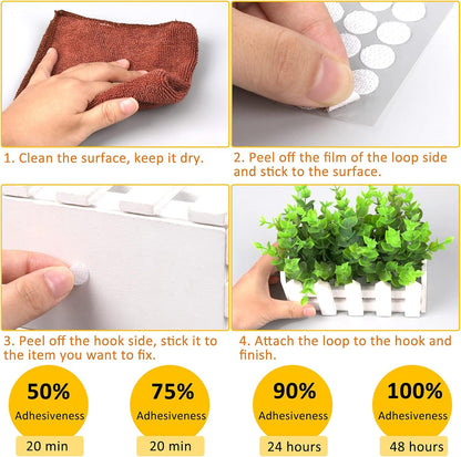 1008 Self-Adhesive Hook and Loop Dots - Petluno 10mm White Hook and Loop Stick on Dots, Round Hook and Loop V1259-DP01-A-1530