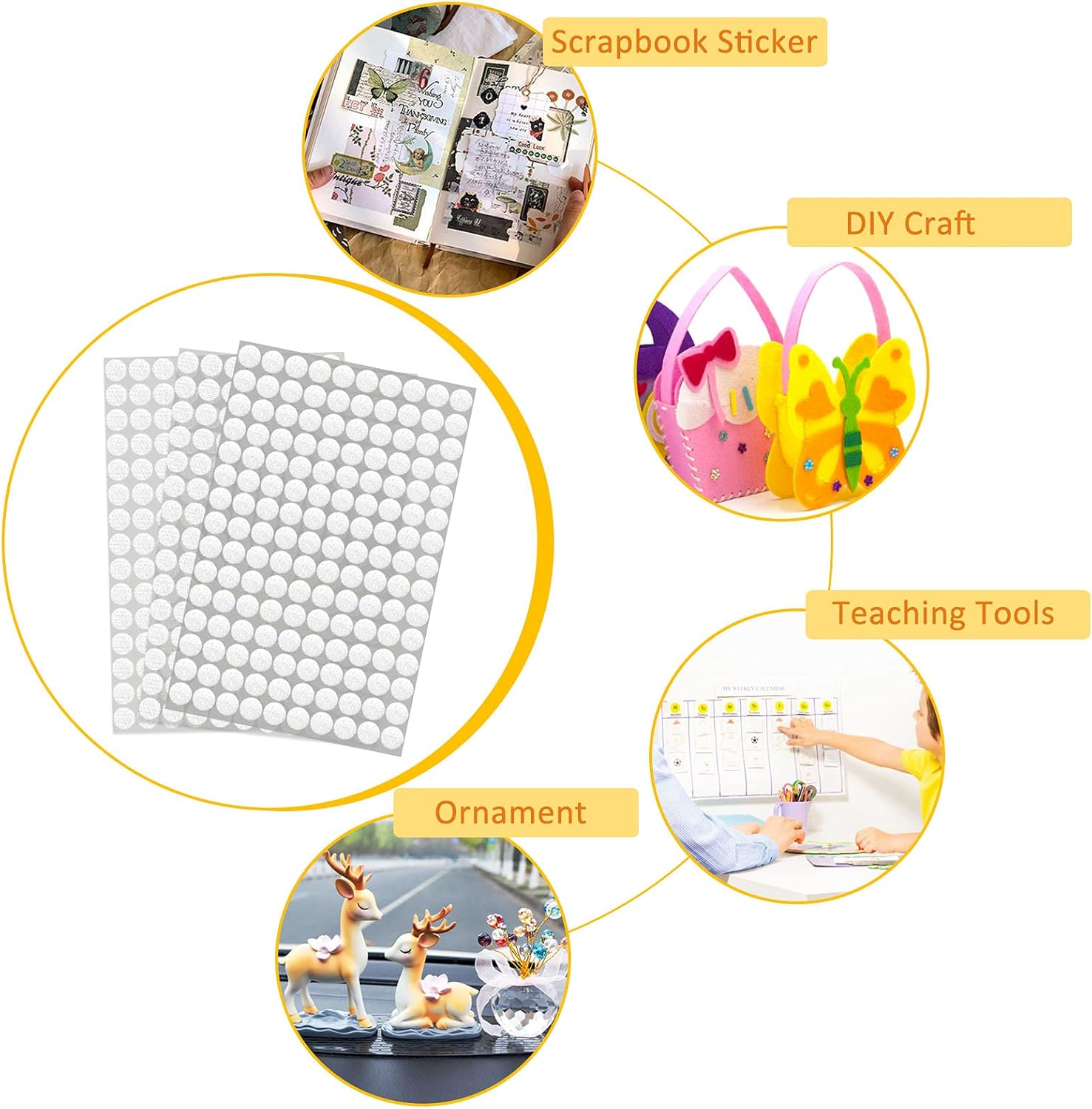 1008 Self-Adhesive Hook and Loop Dots - Petluno 10mm White Hook and Loop Stick on Dots, Round Hook and Loop V1259-DP01-A-1530