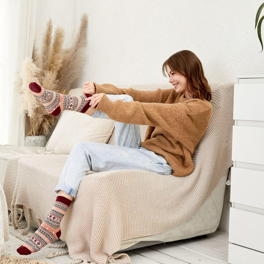 5 Pairs Women's Thermal Wool Socks Warm Knit Ladies for Winter, One Size, A6 V1259-DP01-A-1534