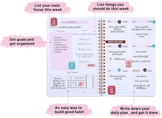 To Do List Notebook, A5 Weekly Planner Undated, Planning Pad Checklist Productivity Organizer 52 Pages for V1259-DP01-A-1545