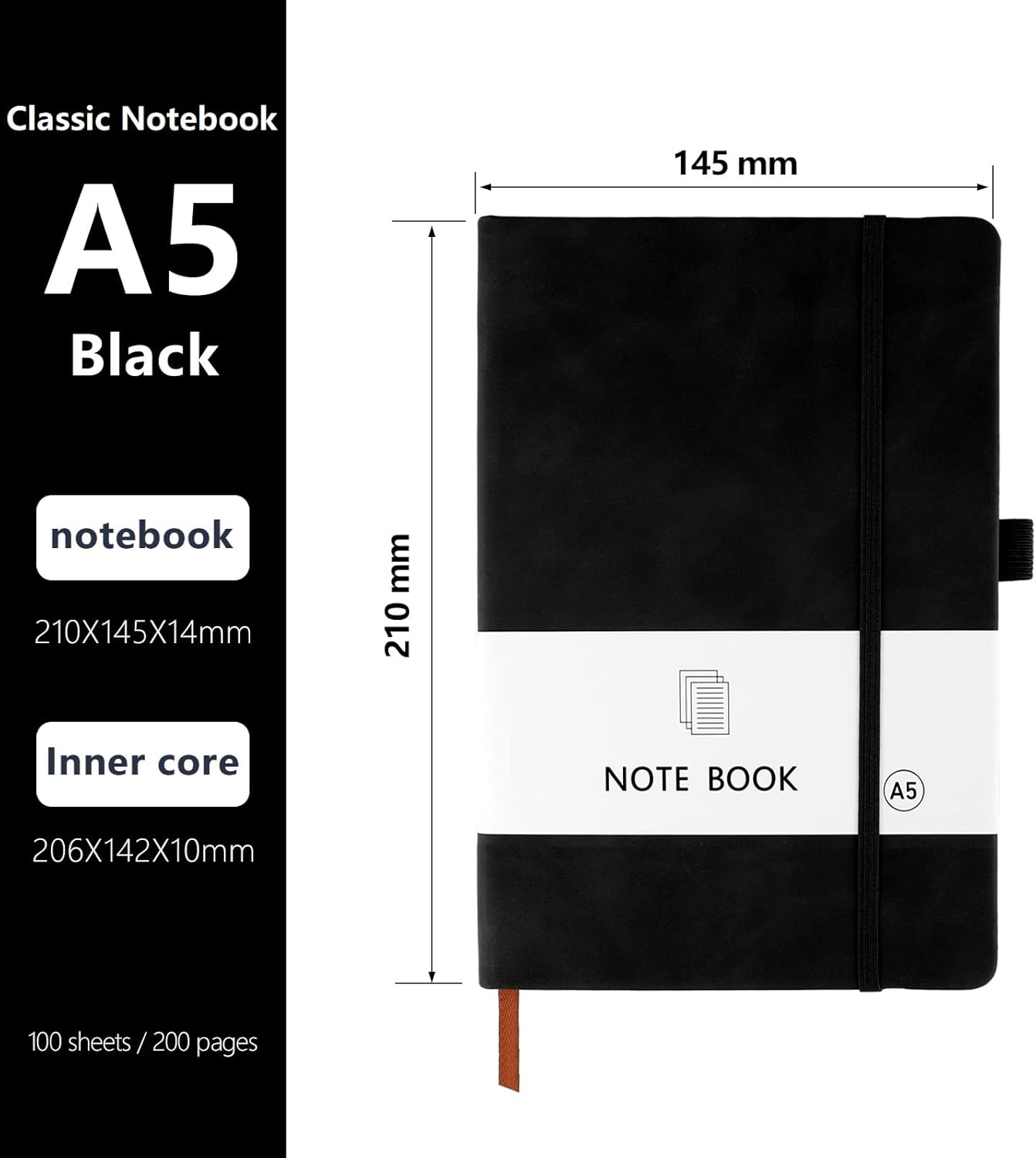 A5 Notebook, Notebook Note Book Pad Journal Notepad PU Leather for Office School Home Business Writing & V1259-DP01-A-1547