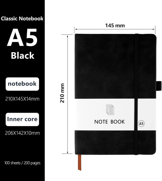 A5 Notebook, Notebook Note Book Pad Journal Notepad PU Leather for Office School Home Business Writing & V1259-DP01-A-1547