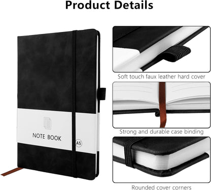 A5 Notebook, Notebook Note Book Pad Journal Notepad PU Leather for Office School Home Business Writing & V1259-DP01-A-1547