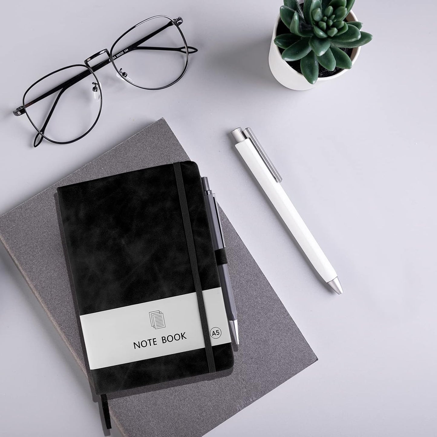 A5 Notebook, Notebook Note Book Pad Journal Notepad PU Leather for Office School Home Business Writing & V1259-DP01-A-1547