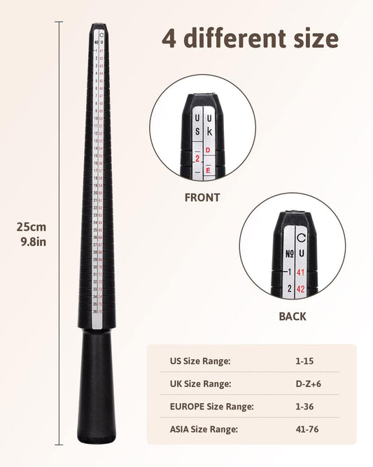 Petluno Ring Sizer Australia, A-Z Measurement Tool Australian Sizes, Finger Size Measure, with Clear Scale, V1259-DP01-A-1548