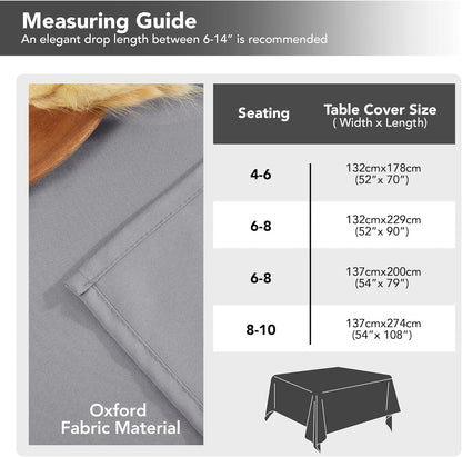 Petluno Oxford Decorative Table Cloth Rectangle Water Resistant Tablecloth for Home 137x200cm(54x79in) Grey V1259-DP01-A-1553