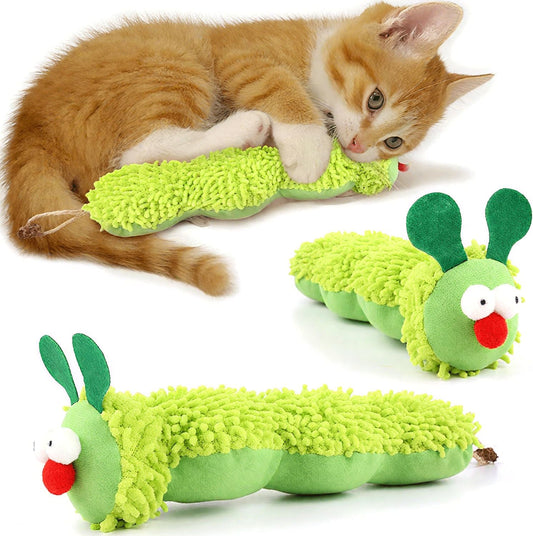 Petluno Cat Catnip Toy for Indoor Cats, Chew Teeth Cleaning, Bite-Resistant Plush Caterpillar Design, Dental V1259-DP01-A-1555