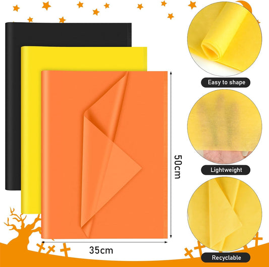 Petluno 60 Sheets Black Orange Yellow Tissue Paper Bulk, Gift Wrap for Packaging Birthday Wrapping Wedding V1259-DP01-A-1561