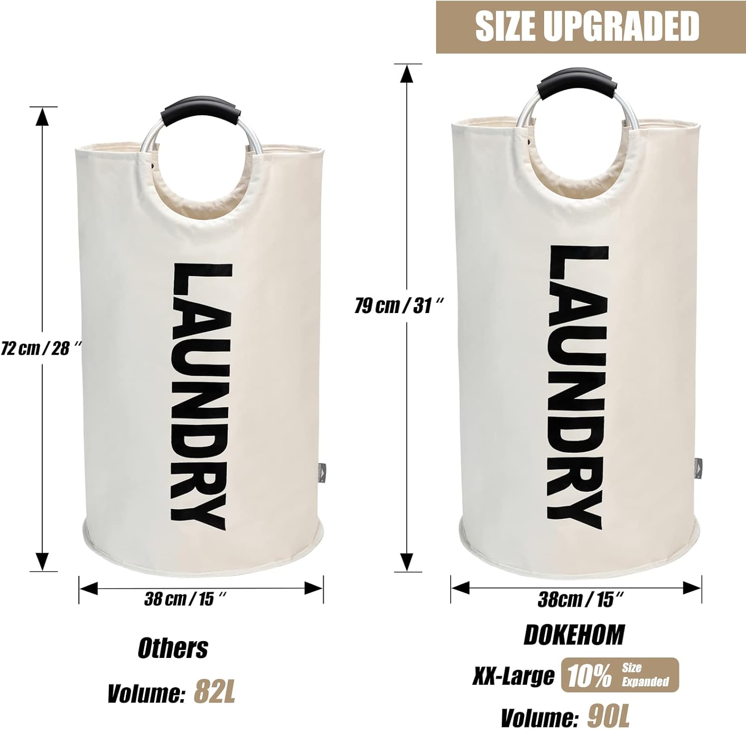 Petluno 90L Large Laundry Basket, Collapsible Bag, Freestanding Tall Clothes Hamper, Foldable Washing Bin V1259-DP01-A-1562