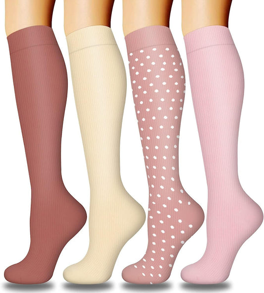 Petluno 4 Pairs Compression Socks For Women & Men - Best Circulation Support for Athletic Running, Cycling, V1259-DP01-A-1564