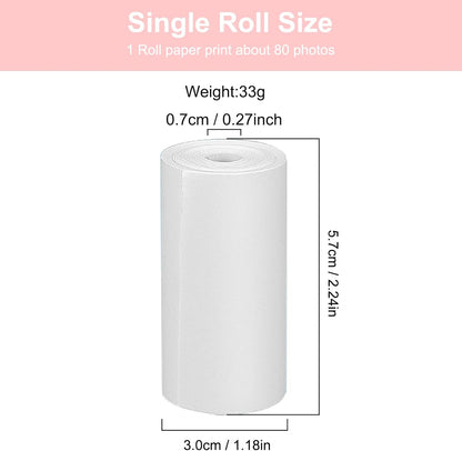 Thermal printing paper refill 5.7*3.0 CM for kids' instant cameras, width 5.7 cm, white, inkless (5 rolls) V1259-DP01-A-1565