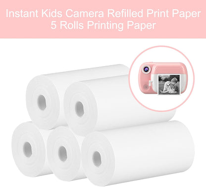 Thermal printing paper refill 5.7*3.0 CM for kids' instant cameras, width 5.7 cm, white, inkless (5 rolls) V1259-DP01-A-1565