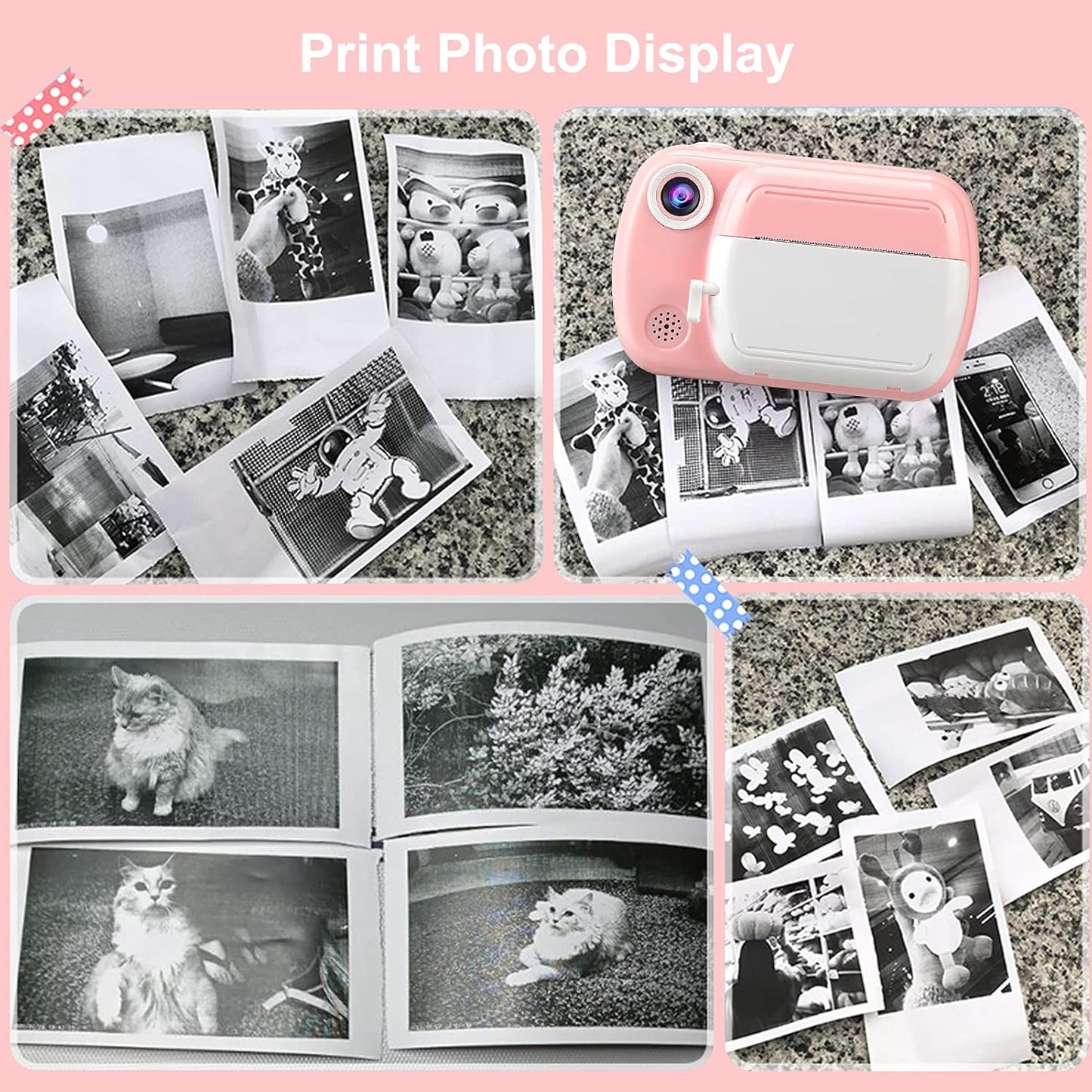 Thermal printing paper refill 5.7*3.0 CM for kids' instant cameras, width 5.7 cm, white, inkless (5 rolls) V1259-DP01-A-1565