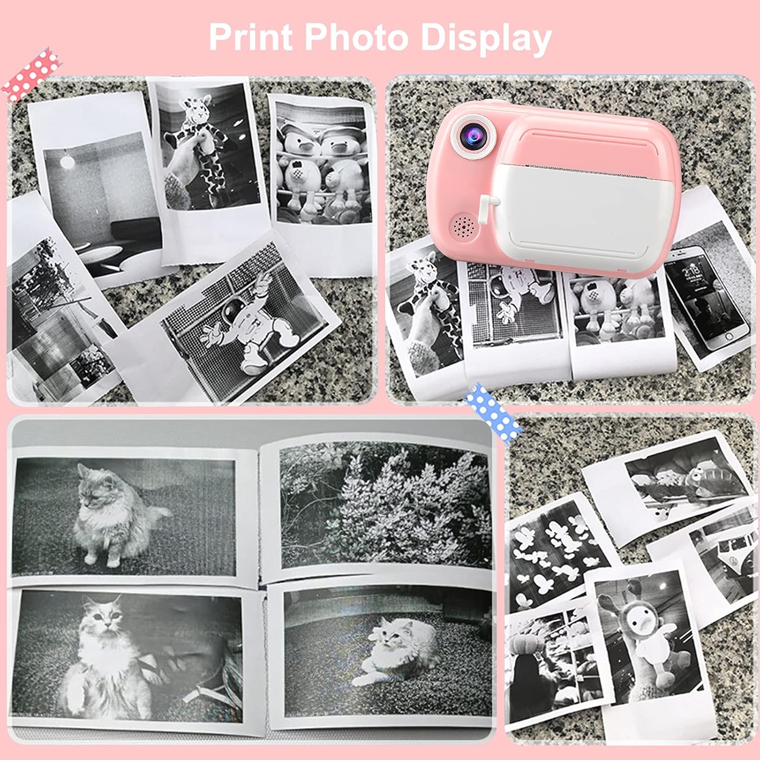 Thermal printing paper refill 5.7*3.0 CM for kids' instant cameras, width 5.7 cm, white, inkless (5 rolls) V1259-DP01-A-1565