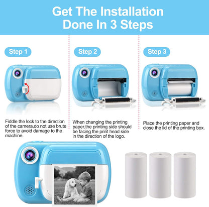 Thermal printing paper refill 5.7*3.0 CM for kids' instant cameras, width 5.7 cm, white, inkless (5 rolls) V1259-DP01-A-1565
