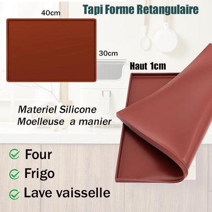 Silicone Sponge Cake Mat 30x40x1cm Swiss Roll Baking Mat for Rolling - Flexible with Rim (Brown) Brown V1259-DP01-A-1566
