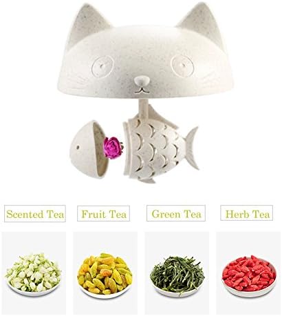 Petluno Glass Cat Teacup, Fish Infuser Water Bottle, 250ML Bulk Strainer White V1259-DP01-A-1573