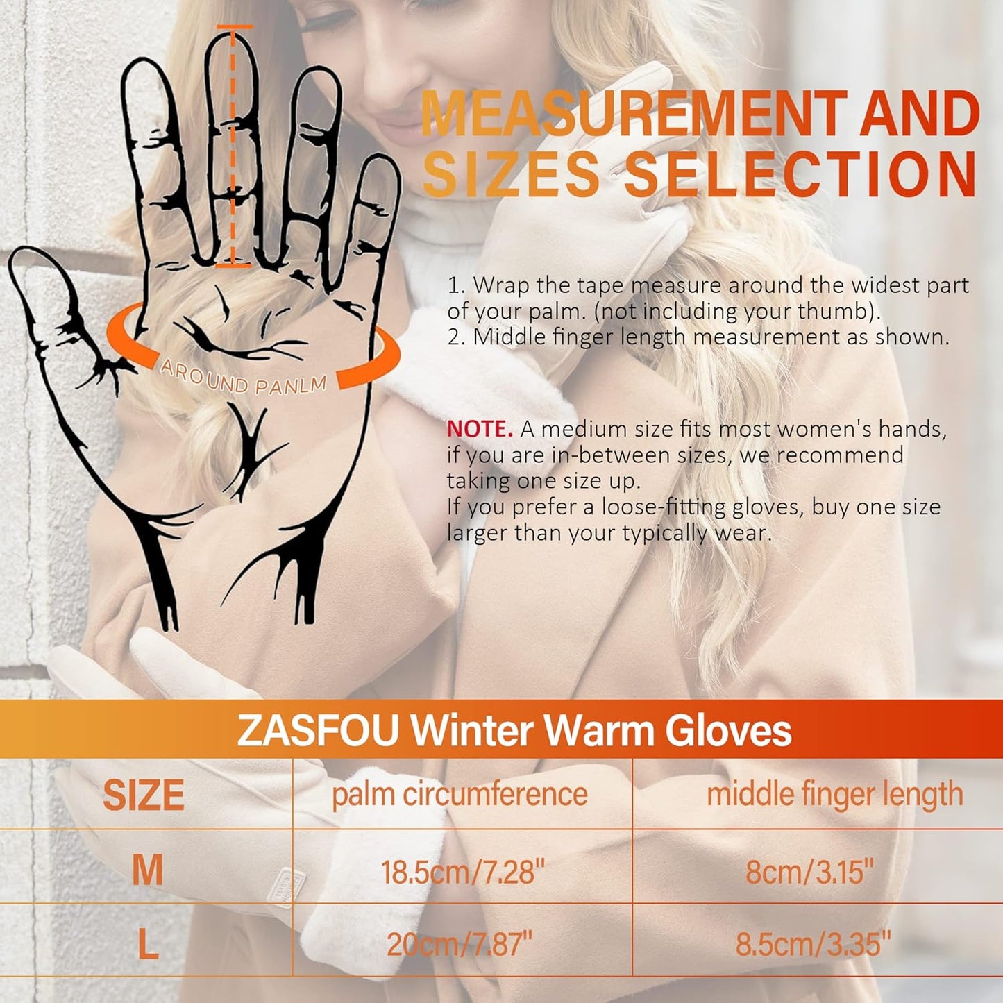 Warm women's winter gloves with thermal fleece text Black M V1259-DP01-A-1574