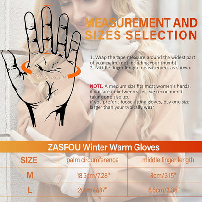 Warm women's winter gloves with thermal fleece text Black M V1259-DP01-A-1574
