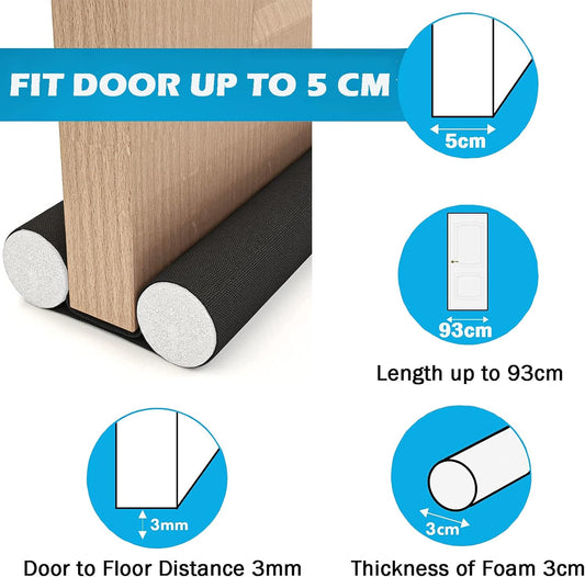 Insulated Door Draft Stopper with Eco-Friendly Oxford Fabric, Petluno 93cm Cut to Size, Double for Internal V1259-DP01-A-1576