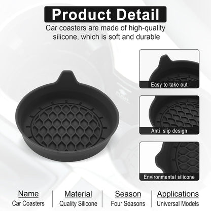 Petluno Car Cup Holder Coaster, Silicone Insert, Universal Non-Slip Holders, Interior Accessories for Women V1259-DP01-A-1591