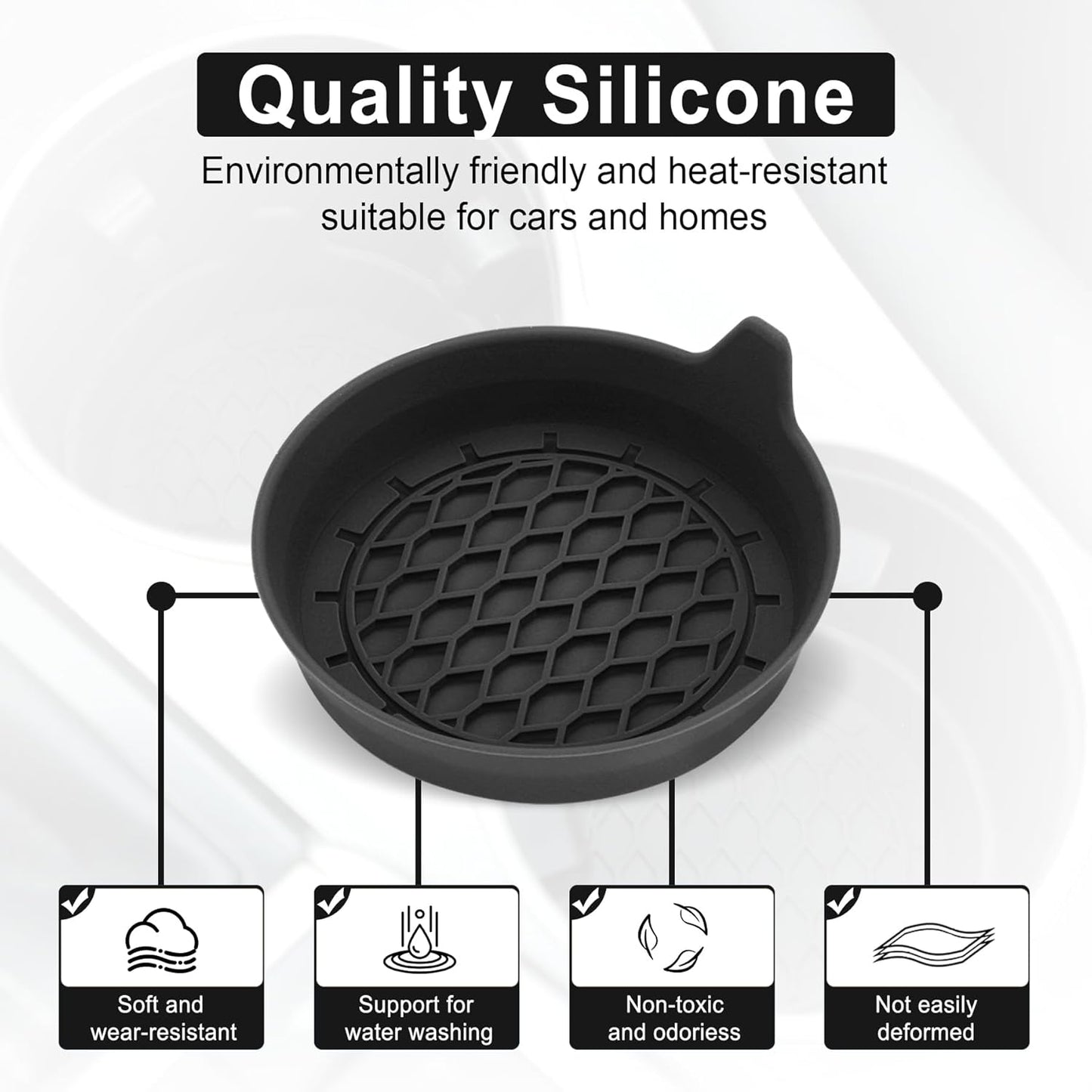 Petluno Car Cup Holder Coaster, Silicone Insert, Universal Non-Slip Holders, Interior Accessories for Women V1259-DP01-A-1591