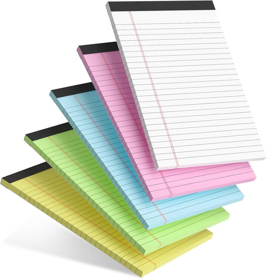 5pcs Small Note Pads 5x8 Notebook College Ruled Legal Color Notepads 5 Pack Study Back Writing x 8 Perforated V1259-DP01-A-1597