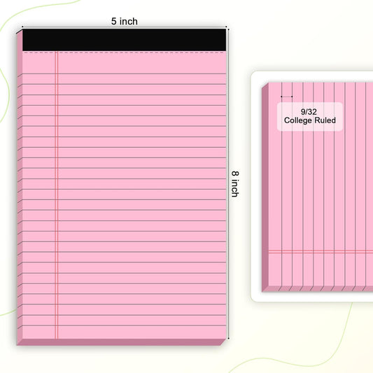 5pcs Small Note Pads 5x8 Notebook College Ruled Legal Color Notepads 5 Pack Study Back Writing x 8 Perforated V1259-DP01-A-1597