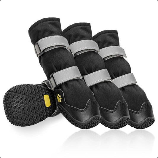 Anti-slip dog shoes with reflective strips, high waterproof dog boots, durable leather rubber sole dog paw V1259-DP01-A-1602