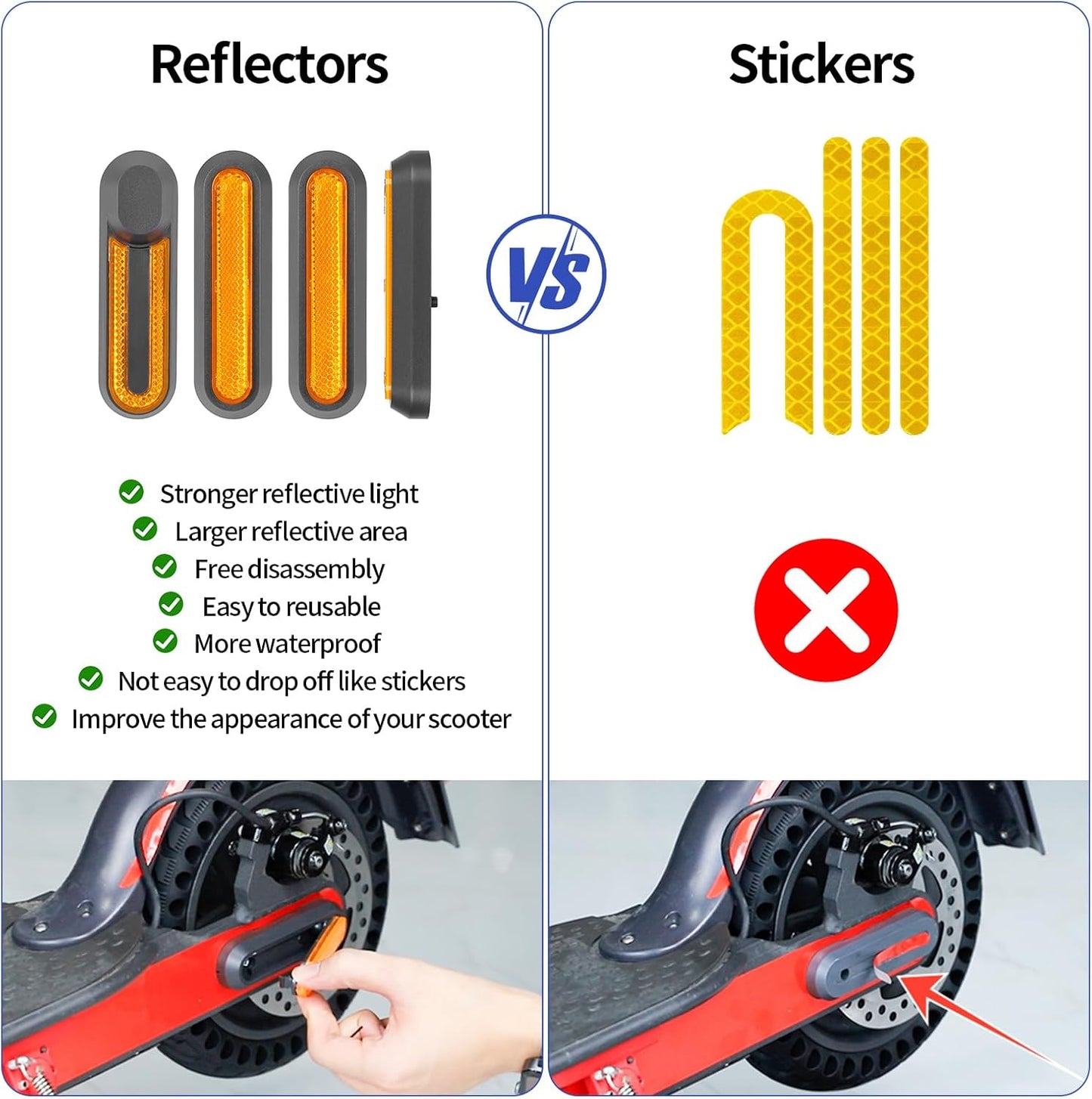 Reflective strip tire covers for Xiaomi M365, Pro, 1S, Essential, Pro2, Mi3, front and rear wheel protectors, V1259-DP01-A-1604