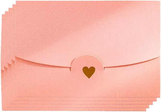 Mini envelope, 50 pieces, gift card envelope, mini pink envelopes, with heart closure, for DIY gift vouchers, V1259-DP01-A-1624