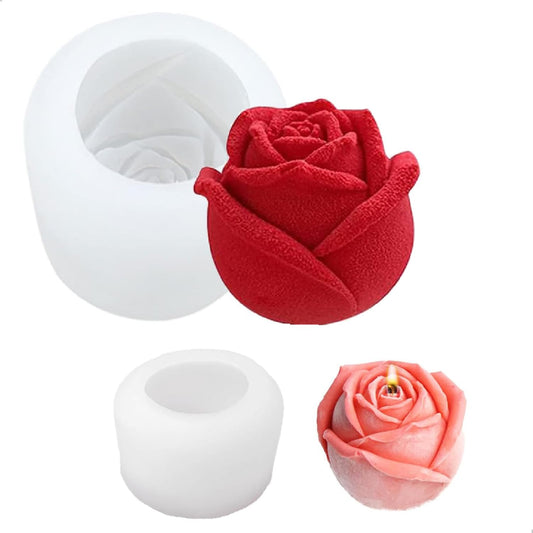2 candle-shaped molds for pouring, 3D silicone for Mother's Day, Valentine's Day, birthday, Valentine's Day. V1259-DP01-A-1628