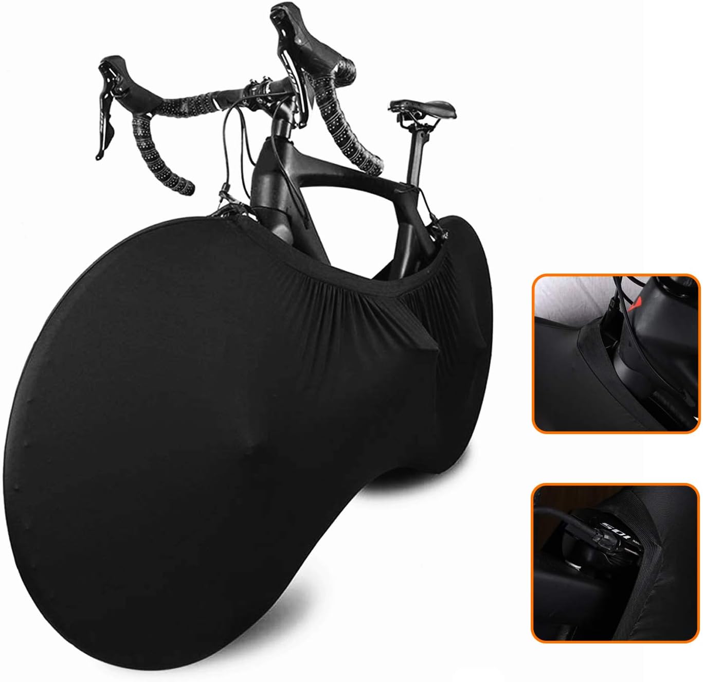 Bike Wheel Cover Indoor Dust-Proof and High Elasticity Bicycle Bag Black Large V1259-DP01-A-1633
