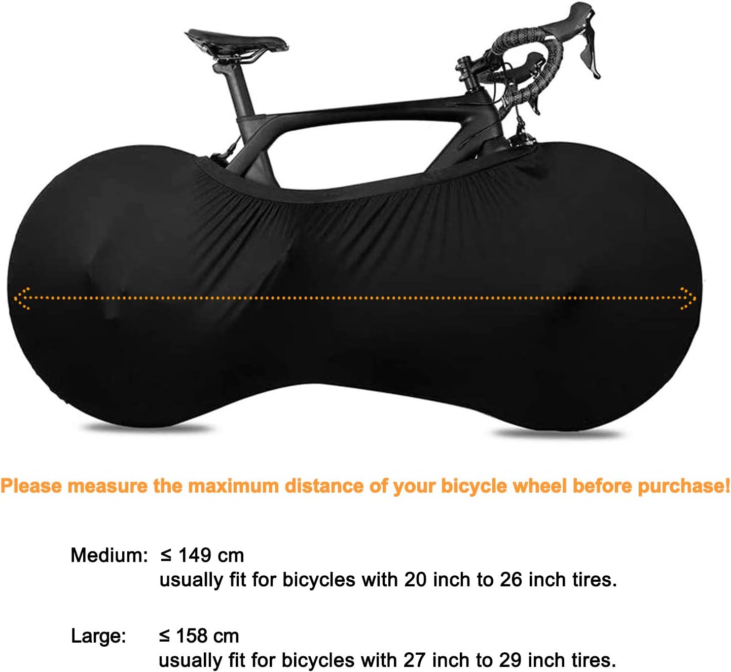 Bike Wheel Cover Indoor Dust-Proof and High Elasticity Bicycle Bag Black Large V1259-DP01-A-1633