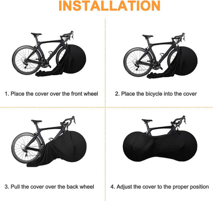Bike Wheel Cover Indoor Dust-Proof and High Elasticity Bicycle Bag Black Large V1259-DP01-A-1633