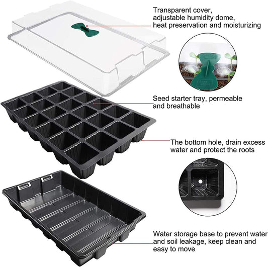 Petluno 4-piece seedling trays, 24-cell plastic seedling propagation trays, flower seed growing containers V1259-DP01-A-1644