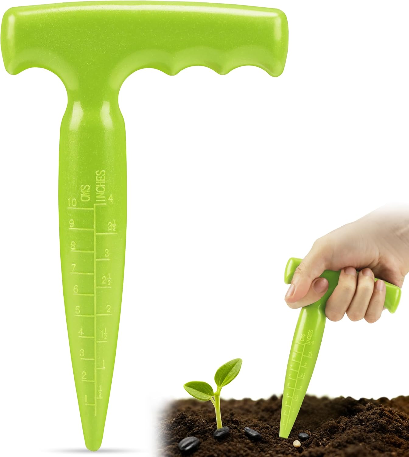 Seed planter tool, 17.5 cm Dibber garden tool, plastic seed dibbler for plants, bulb digger garden planter V1259-DP01-A-1647